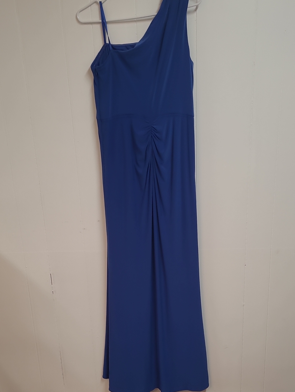 Adrianna Papell One-Shoulder Brillant Sapphire Gown Size 14 Sparkly Accents - Picture 6 of 13